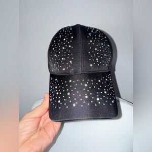 Black Rhinestone Baseball Cap